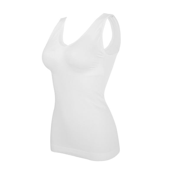 Clearance! Hontri Shapewear Women Shapewear Tank Tops Seamless Compression Vest Body Shaper Tank Top with Chest Pads Shapewear Tummy Control White,3Xl