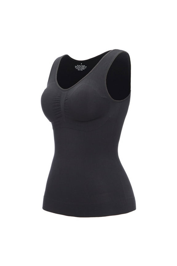 Clearance! Hontri Shapewear Women Shapewear Tank Tops Seamless Compression Vest Body Shaper Tank Top with Chest Pads Shapewear Tummy Control Black,M