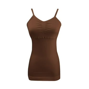 Clearance! Hontri Shapewear Women's Shaper Tummys Control Padded Bra Camisole Cami Seamless Compression Tank Top Shapewear Body Shaper Shapewear Tummy Control Coffee,S