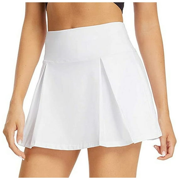 Clearance! Hontri Skirts for Women Inner Elastic Shorts with Pockets Skorts Women Sports Skirts Tennis Skirt Tennis Skirt White,S