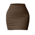 thumbnail image 1 of Clearance! Hontri Skirts for Women Women's 1 Skirts Basic Versatile Stretchy Ribbed Casual High Waist Mini Skirt Skirts for Women Coffee,L, 1 of 9