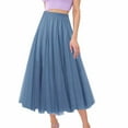 thumbnail image 1 of Clearance! Hontri Skirts for Women Women's Pleated Skirt Mesh Skirt Fairy Skirt Mid Length Long Skirt Dance Skirt Skirts for Women Sky Blue,S, 1 of 4