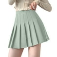 thumbnail image 1 of Clearance! Hontri Skirts for Women Womens Girls Solid Pleated Skirt Basic Skirt Aline Design Skirt Skirts for Women Green,M, 1 of 4