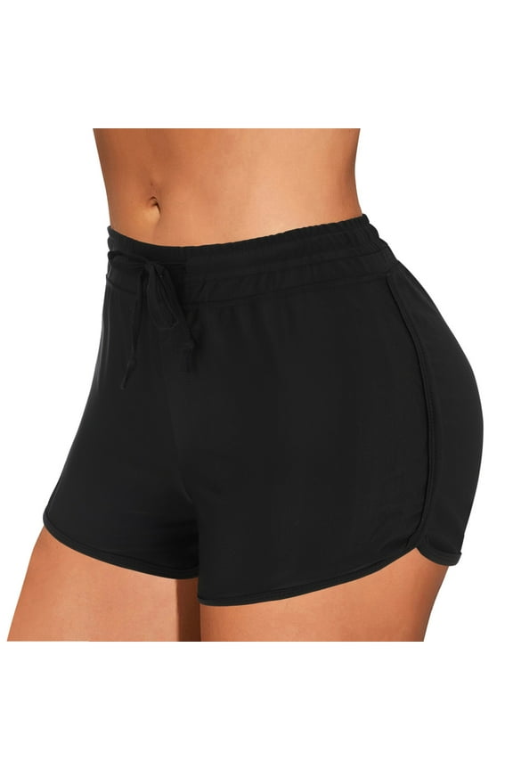 Clearance! Hontri Swimwears Tankinis Set Running Bottom Lace Bikini up Swim High Waist Women Beach Buttons Briefs Bikini Shorts Swim Shorts Beach Swimwear Swimwears Tankinis Set Black,S