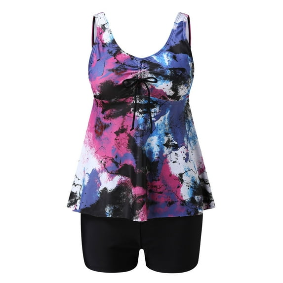 Clearance! Hontri Tankini Swimsuits for Women Control Top Swimsuits with Boyshorts Floral Tummy Women for Women Swimming Tank Print Suits Suits Two Bathing Swimwears Tankinis Set White,Xl