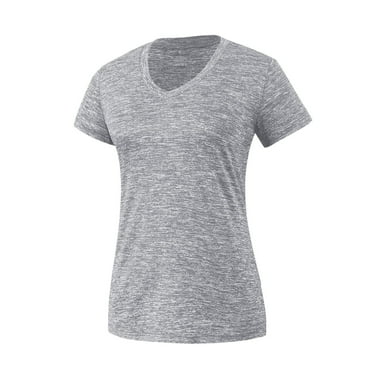 Clearance! Hontri Women V Neck Short Sleeve Moisture Wicking Athletic Shirts Sport Activewear Top Women's T-Shirts Grey L