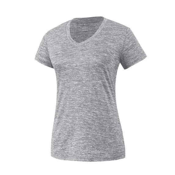 Clearance! Hontri Women V Neck Short Sleeve Moisture Wicking Athletic Shirts Sport Activewear Top Women's T-Shirts Grey S