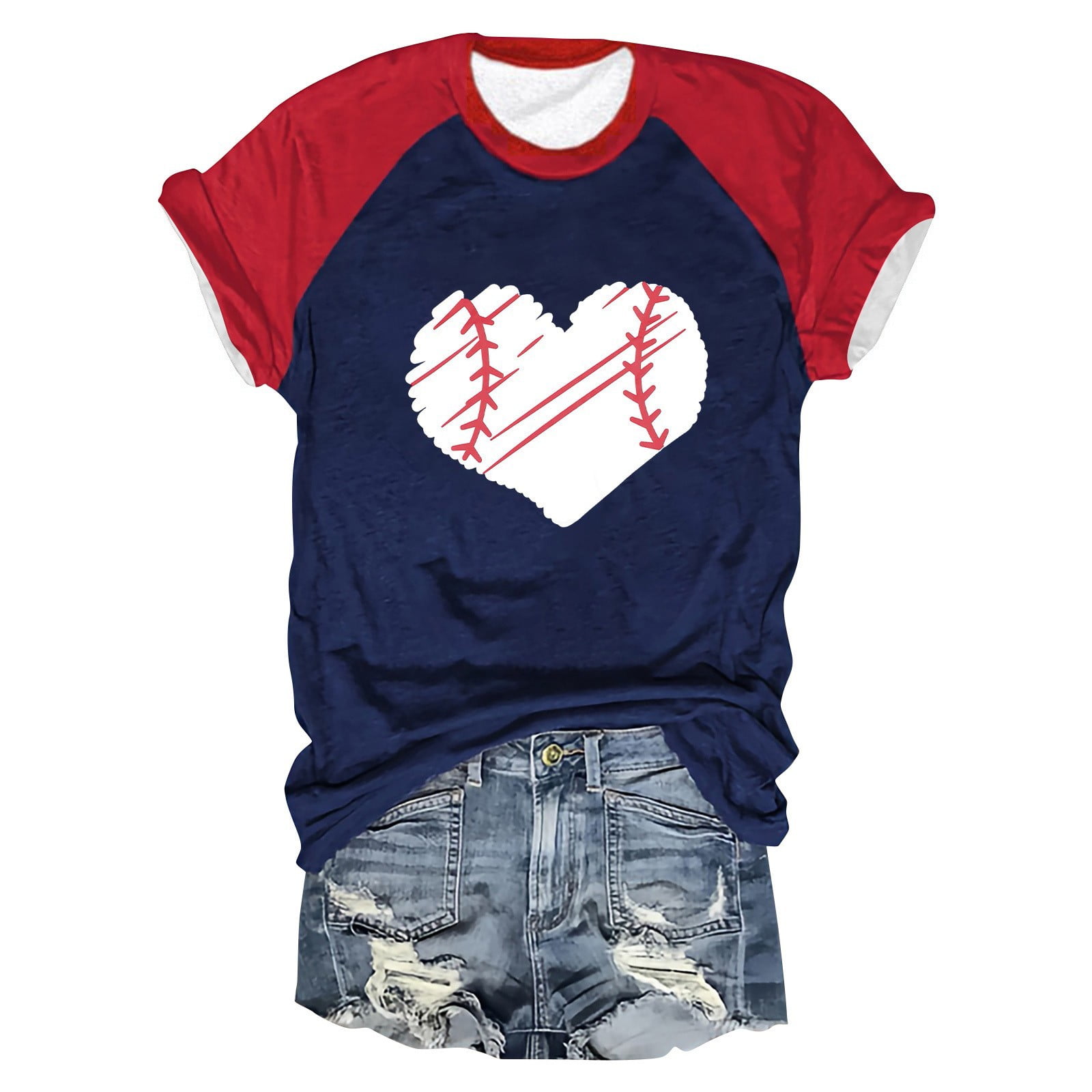 Baseball Tee Shirt Style Americain Femme Maillot Crop Top Oversize