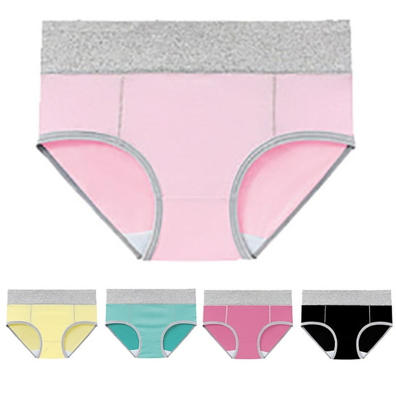 Clearance! Hontri Women's Panties Women's Cotton Underwear High Waist Stretch Briefs Soft Underpants Ladies Full Coverage 5 Pack ,