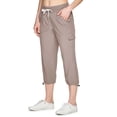 thumbnail image 1 of Clearance Hontri Womens Business Casual Pants Active Women's Relaxed Lightweight Woven Cargo Capri Pant, Khaki M, 1 of 7