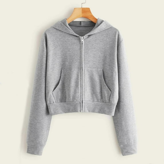 Clothing Hoodie Women Women Casual Solid Long Sleeve Zipper Pocket Shirt Hooded Sweatshirt Tops