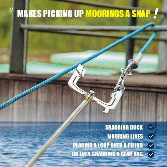 Clearance Hooks under $10,New Boat Hook Telescopic And Rope For Boat Hooks For Docking U''Shaped Multi Purpose Dock Hook Easy Threader Puller Tie Rope Hook Tool Super Strong Hook For Your Home