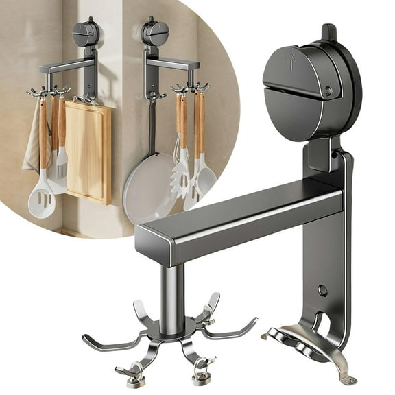 Clearance Hooks under $10,Wall Hanging Rotatable Hook With Suction Cup Kitchen Utensil Rack Wall Hooks Rack Kitchen Rail Under Cabinet Utensil Hooks 360° Rotating Drilling Hanging Rack For Kitch
