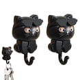 thumbnail image 1 of Hooks under $5,Cat Key Holder Creative Cat Shape Hooks 2 Pack Adhesive Coat Hooks Cute Cat Hooks With Sunglasses Decorative Cat Hooks For Keys Towel Hat Coat, 1 of 7