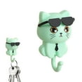 thumbnail image 1 of Hooks under $5,Cat Key Holder Creative Cat Shape Hooks 2 Pack Adhesive Coat Hooks Cute Cat Hooks With Sunglasses Decorative Cat Hooks For Keys Towel Hat Coat, 1 of 7