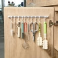 thumbnail image 1 of Clearance Hooks under $5 Multifunctional Slide Rail Hook Key Hook Track Wall Mounted Kitchen Utensil Rack With 10 Hooks Hanging Pot Rack Hanger Adhesive Coat Hook Rail Multi Purpose Rail Hook For Kitc, 1 of 8