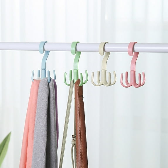 Clearance Hooks under $5 Belt Hangers For Closet 360 Rotating Scarf Tie Rack 4 Colors Handy 4PCS Hooks