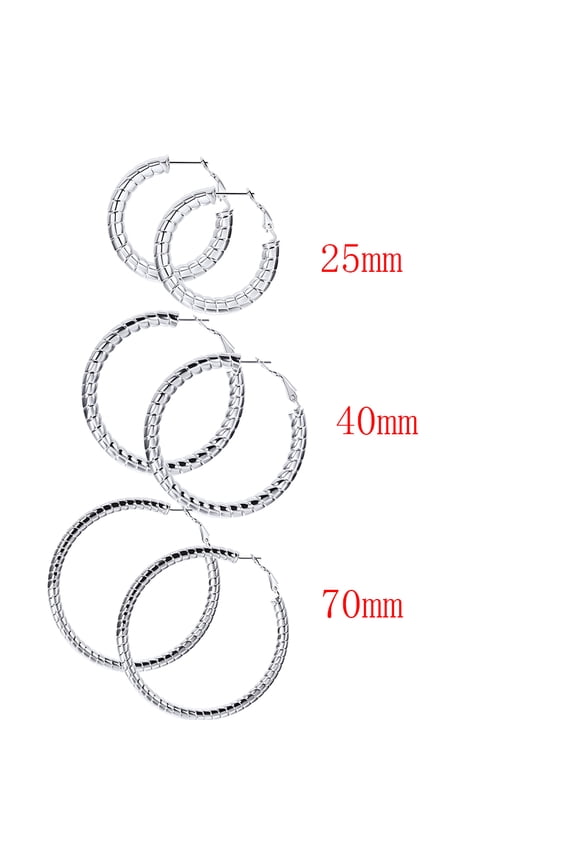 [Clearance]Hoop Earring Set of 3 Stainless Steel Hoop Earrings for Women 25 40 & 70mm
