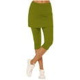 thumbnail image 1 of Horkkom Athletic Skirts Women Elastic Waist Capris Skirted Leggings Solid Color Stretch Yoga Pants Green XL, 1 of 6