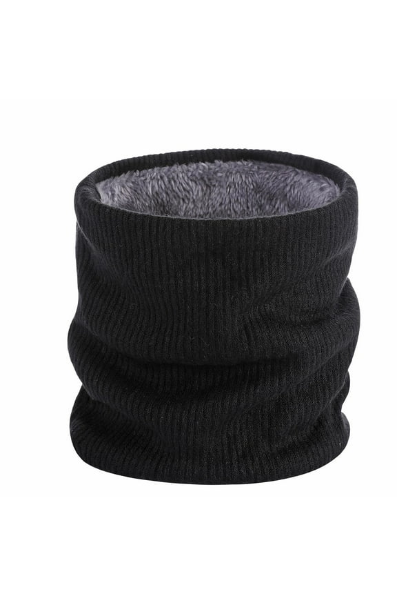Fleece Neck Gaiter Winter Windproof Thick Knitted Double-Layer Warmer Scarf Outdoor Ski Solid Color Circle Scarves for Women Men