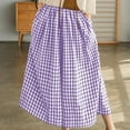 thumbnail image 1 of Horkkom Gingham Pants Women Casual Wide Leg Pants Elastic Waist Plaid Capris with Pocket Purple 2XL, 1 of 5
