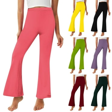 Clearance Horkkom Girls Leggings Size 10-12 High Waisted Color Block Pants Stretchy Yoga Flare Leggings Dance Athletic Leggings 2 Years