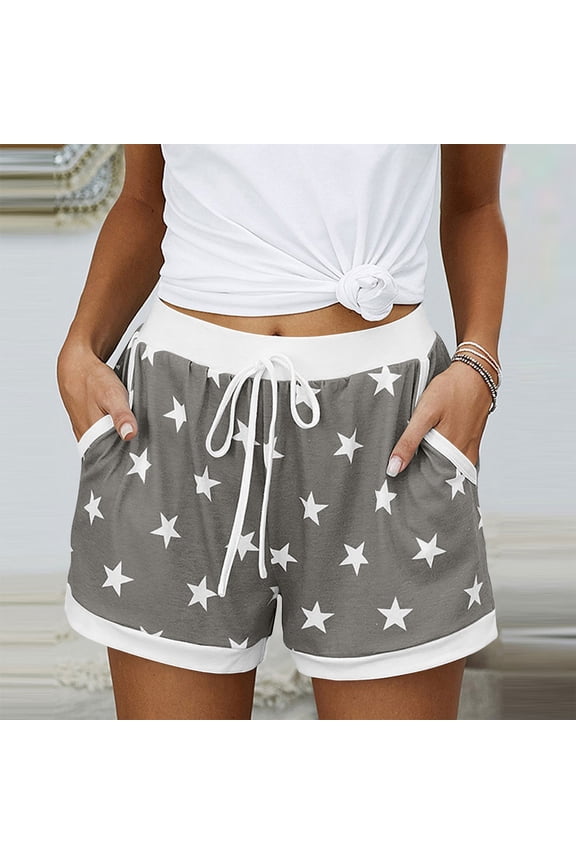 Pajama Shorts Women Elastic Waist Drawstring Sleep Shorts with Pockets Summer Casual Shorts
