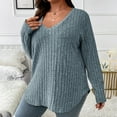 thumbnail image 1 of Horkkom Plus Size Sweaters for Women V Neck Solid Color Tunic Tops Fall Casual Sweaters Gray 4XL, 1 of 9