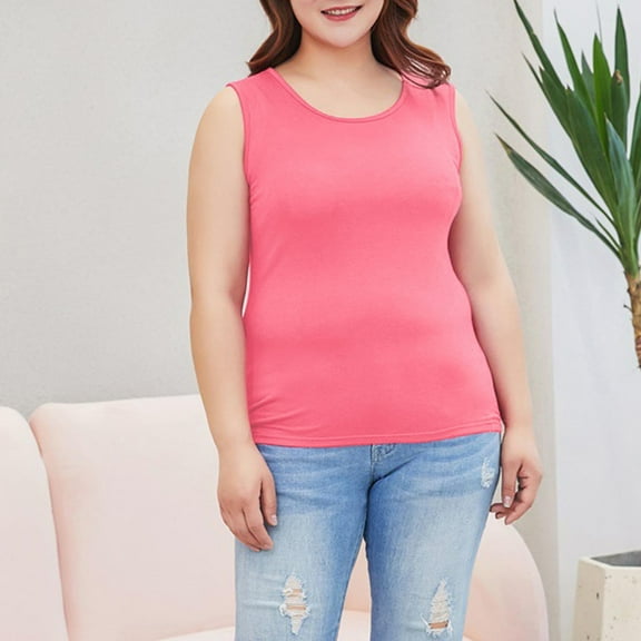 Horkkom Plus Size Tank Tops for Women Loose Casual Solid Color Sleeveless Tops Summer Soft Comfy Tank Tops