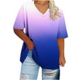 thumbnail image 1 of Horkkom Plus Size Tunic Tops for Women V Neck Gradient Print Half Sleeve T Shirts Summer Casual Oversized Blouses(XL-5XL), 1 of 5