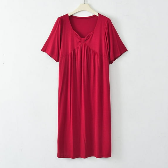 Clearance! Horkkom Sleep Shirts for Women V Neck Short Sleeve Nightgowns Loose Comfortable Nightgowns & Sleepshirts, Gifts for Women