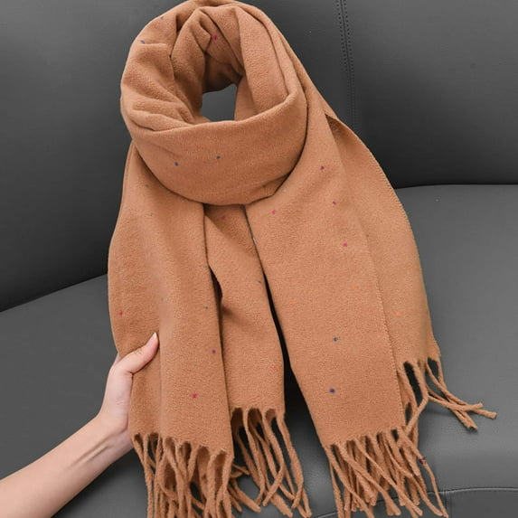 Horkkom Winter Scarf for Women Knitted Warm Long Scarves Soft Solid Color Winter Scarf for Cold Weather