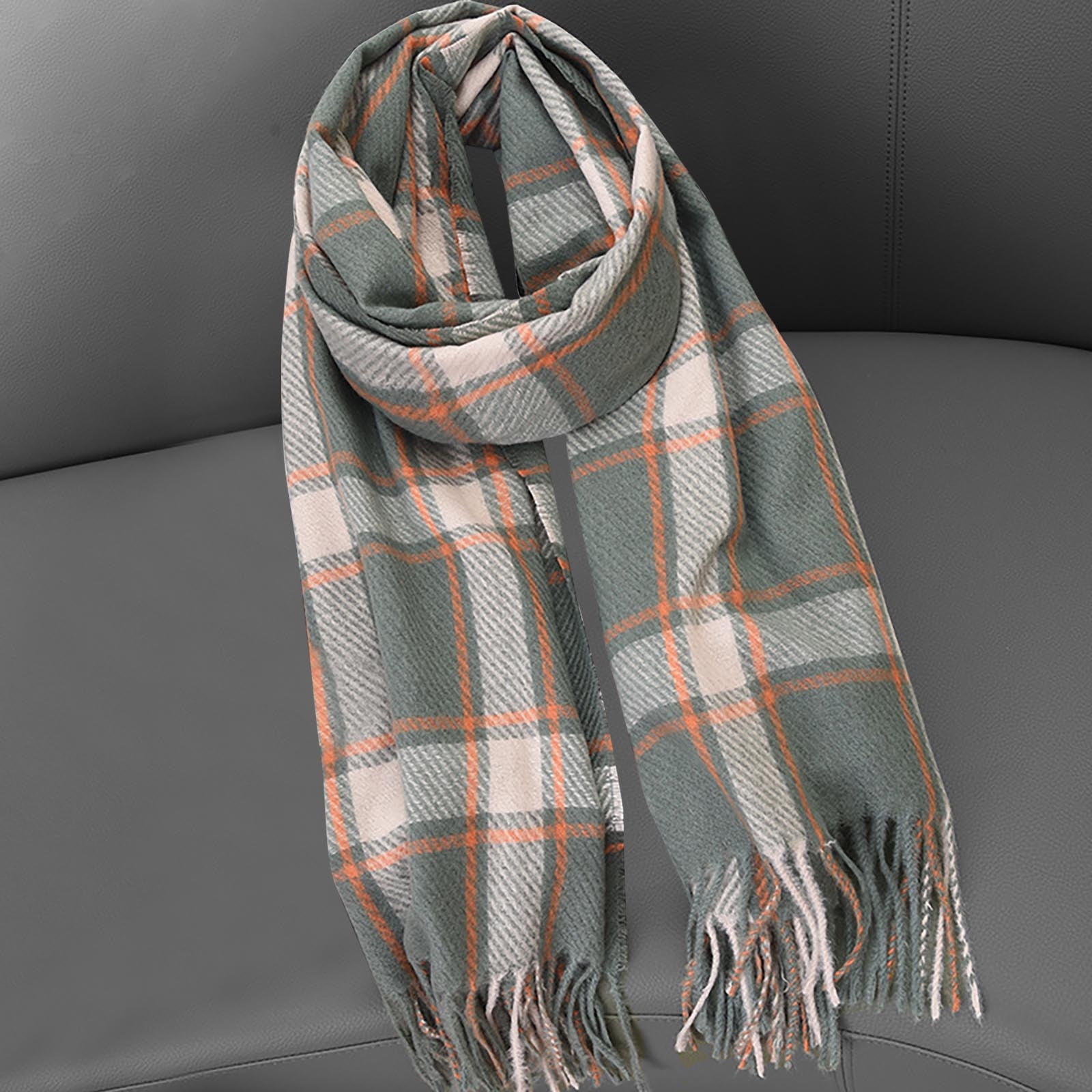 Horkkom Winter Scarf for Women Knitted Warm Long Scarves Soft Striped ...