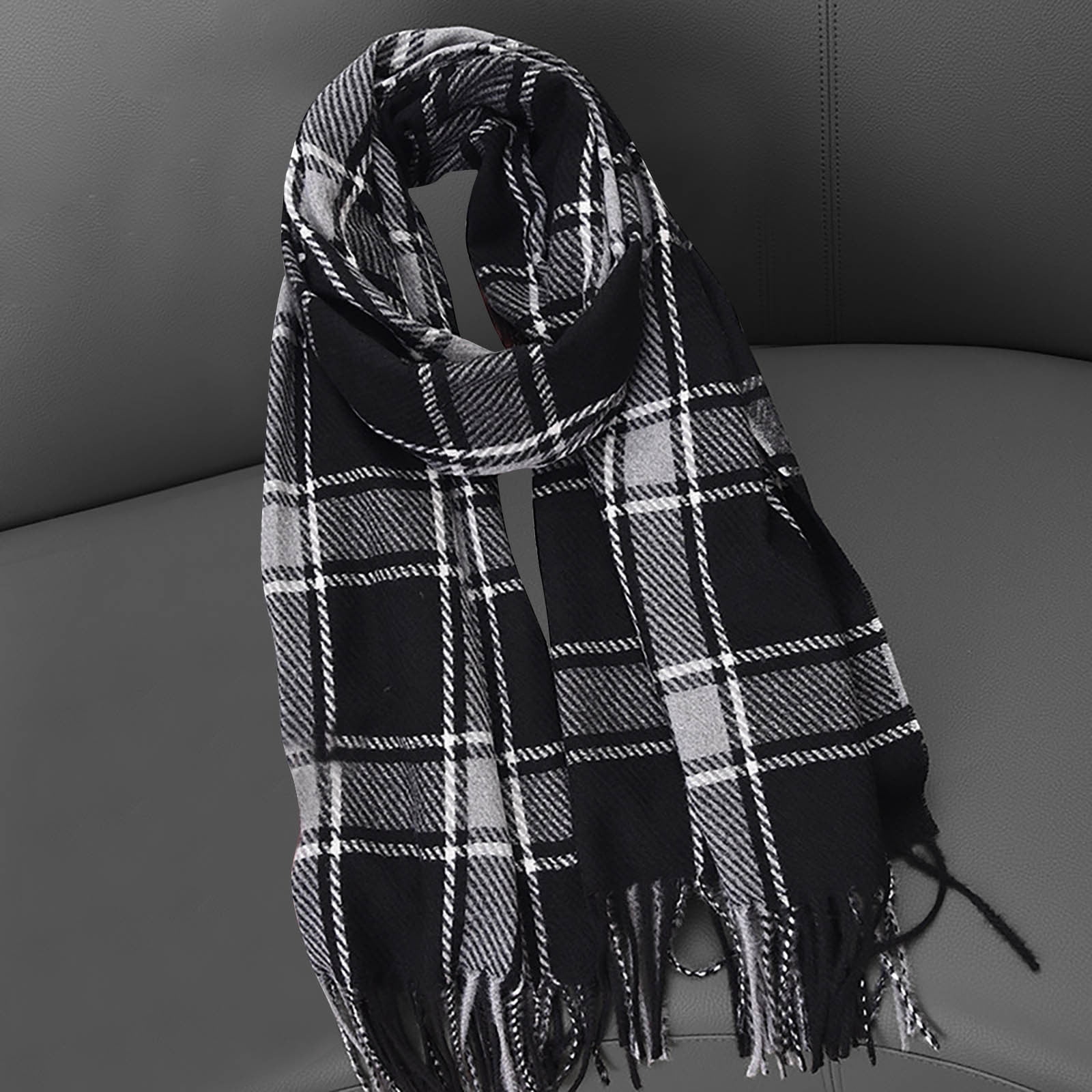 Horkkom Winter Scarf for Women Knitted Warm Long Scarves Soft Striped ...
