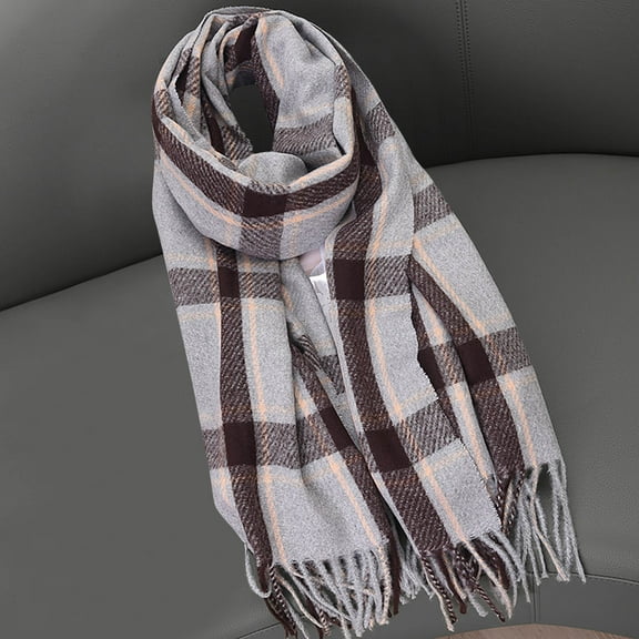 Horkkom Winter Scarf for Women Knitted Warm Long Scarves Soft Striped Printed Winter Scarf for Cold Weather