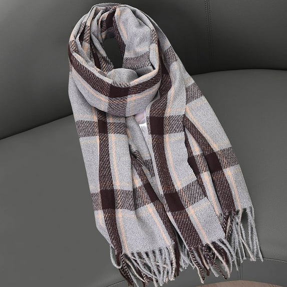 Horkkom Winter Scarf for Women Knitted Warm Long Scarves Soft Striped Printed Winter Scarf for Cold Weather