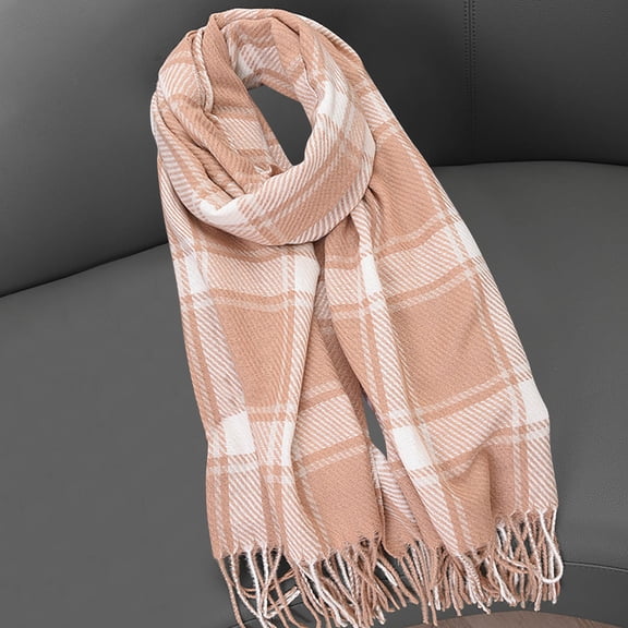 Horkkom Winter Scarf for Women Knitted Warm Long Scarves Soft Striped Printed Winter Scarf for Cold Weather