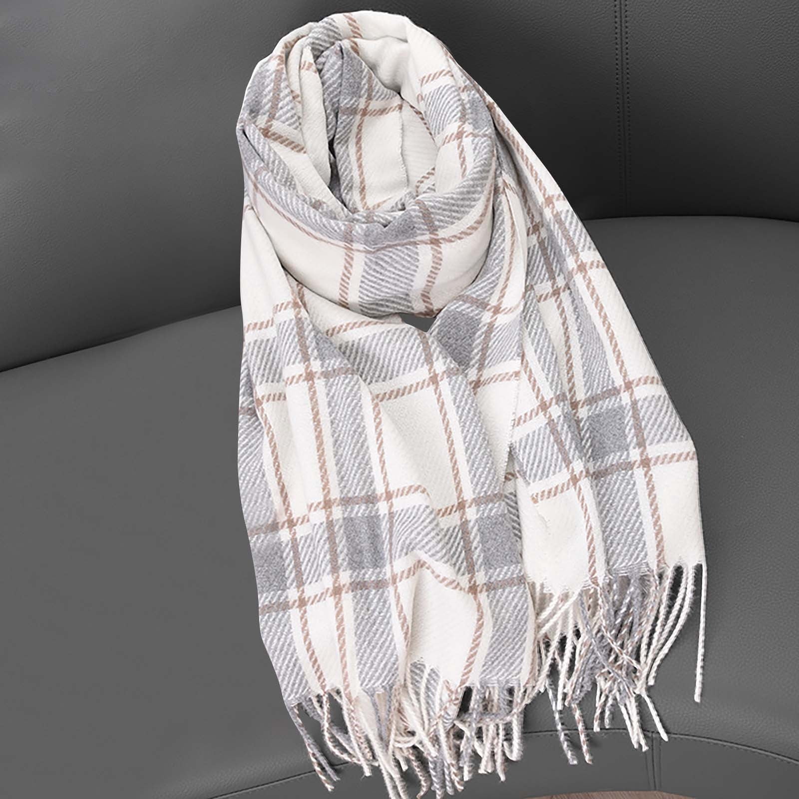 Horkkom Winter Scarf for Women Knitted Warm Long Scarves Soft Striped ...