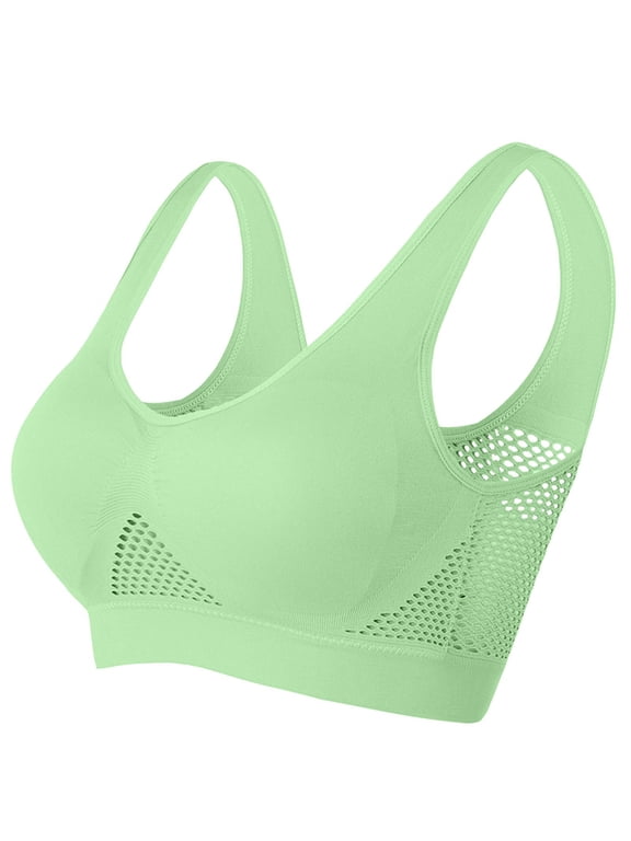 Wireless Bras for Women Plus Size Breathable Padded Wide Strap Pullover U Neck Solid Color Sports Bras Comfortable Yoga Workout Bras