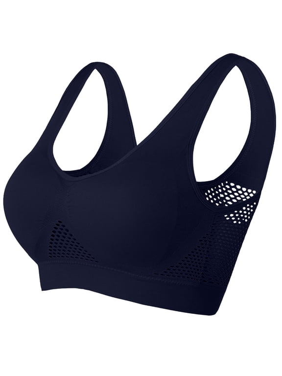 Wireless Bras for Women Plus Size Breathable Padded Wide Strap Pullover U Neck Solid Color Sports Bras Comfortable Yoga Workout Bras