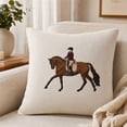 thumbnail image 1 of Clearance Horse Throw Pillow with Insert 18x18", Velvet Equestrian Accent Cushion for Couch Bed, 1 Pack, 1 of 6