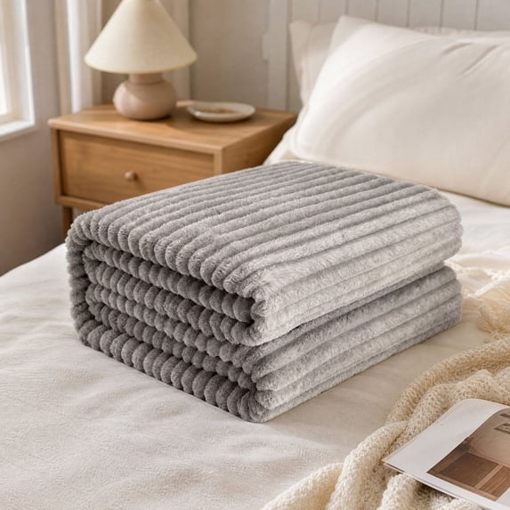 Clearance! Hotyverty Fuzzy Fleece Throw Blanket, 78.7 in x 48 in, Dark Gray