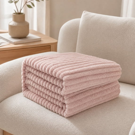 Clearance! Hotyverty Violet Gem Channel Faux Fur Throw, 78.7 in x 48 in, Pink