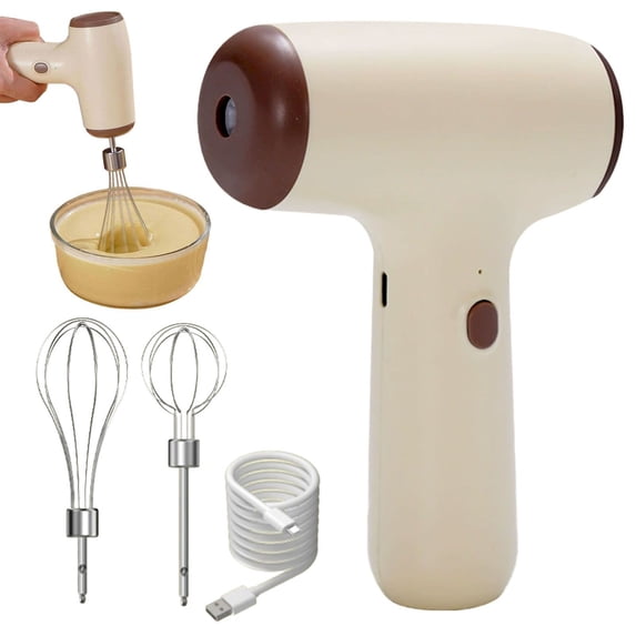 Clearance! Household Cordless Mixer USB Rechargeable Handheld Egg Beater With 2 Removable Mixers 4 Speed Baking At Home Kitchen Lightweight And Portable