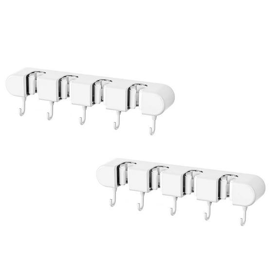 Clearance Household hooks under $7,Wall Mounted Mop Clamp With 5 Hooks Self Adhesive No Drill Mop Holder For Bathroom Kitchen Garden Garage Mop And Holder Mop Holder Anti Slip Hook 2PC