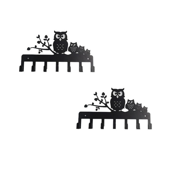 Clearance Household hooks under $10,Keys Holder For Wall Metal Vintage Owl Keys Hook Home Decor Key Hanger Decorative With 7 Hooks Black 2PC