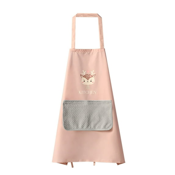 Clearance! Huayishang Aprons for Women with Pockets Kitchen Apron with Hand Wiping Waterproof Oily Apron Housework Cleaning Hanging Neck Apron Kitchen Essentials Pink