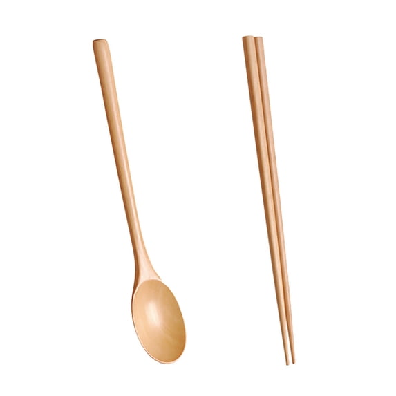 Clearance! Huayishang Portable Tableware Wooden for Eating Chopsticks Soup Strring Mixing Set Korean Wood Spoon Handle Kitchen,Dining & Bar, Kitchen Essentials Clearance Sale Yellow