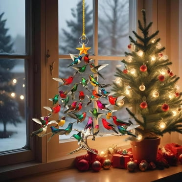 Clearance! Hummingbird Christmas Ornament,Hummingbird with Lights Christmas Tree Ornament,Gift for Bird Lovers-2024,Winter Christmas Hummingbird Stacking Tree Ornament
