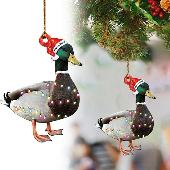 Clearance! Hunting Animal Pendant Mallard Pendant Christmas Pendant Christmas Tree Decoration Car Interior Pendant Decoration 3.9*3.9*0.4 in Green
